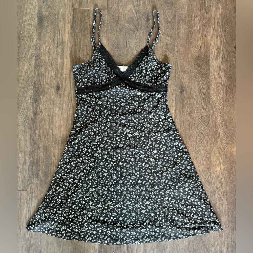 Hollister Black Mini Dress with daisies